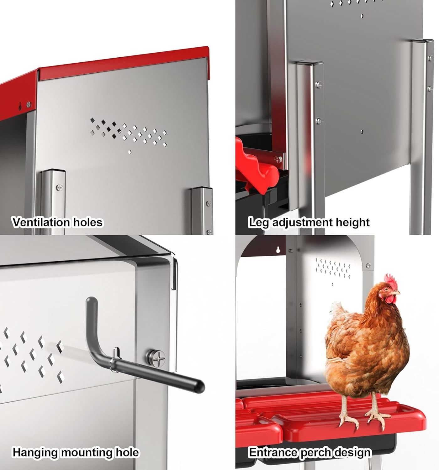 Chicken Nesting Box 3 Hole Metal Chicken Egg Laying Box With Heavy Duty Chicken Coop Nesting Box