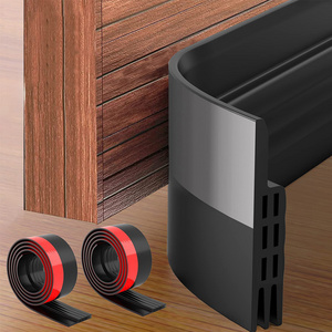 Black Door Draft Stopper Blocker Door Sweep Soundproof Seal Strip Under Door Bottom Weather Stripping