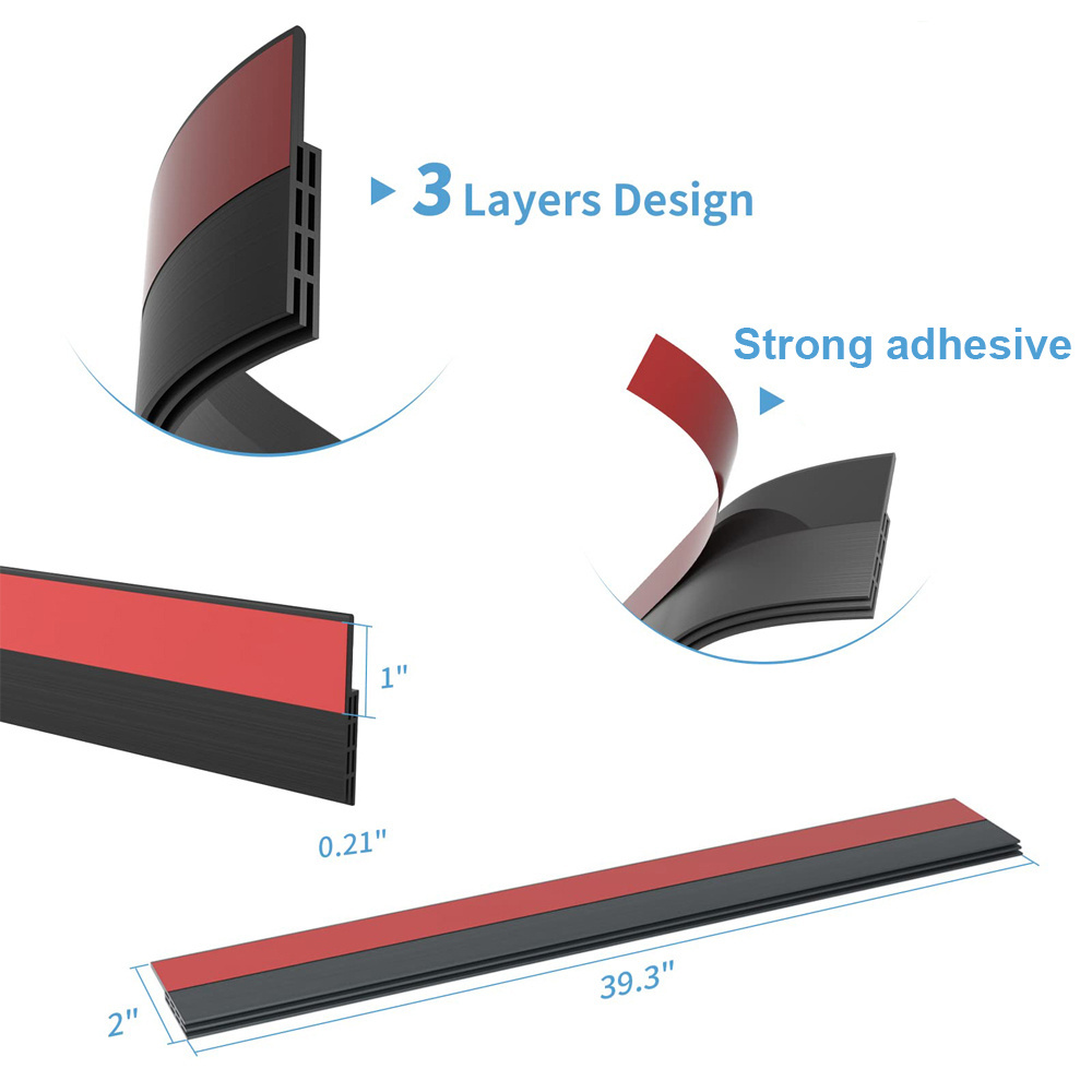 Exterior & Interior Door Draft Stopper Door Bottom Sweep Seal Strip Dust and Noise Insulation Weather Stripping