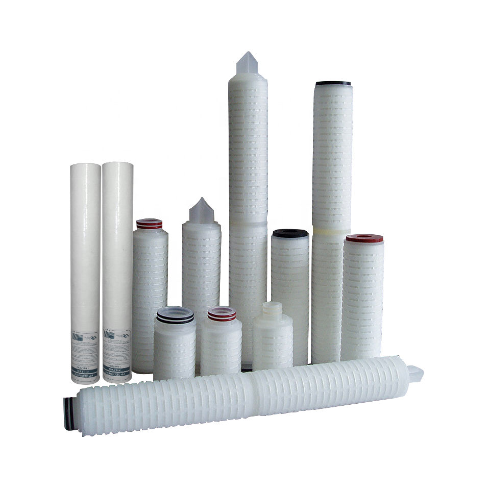 Pp Pes Nylon Pvdf Ptfe Deep Water Treatment 0.1 0.2 0.5 Micron 10 Inch Pleated Membrane Water Filter Cartridge