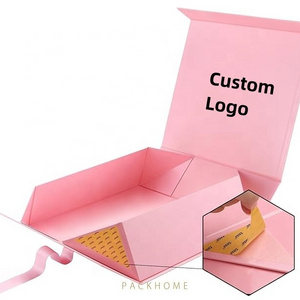 Custom Your Logo Pink Magnetic Box With Ribbon Rigid Cardboard Paper Shipping Box Packaging For Cosmetic And Perfume