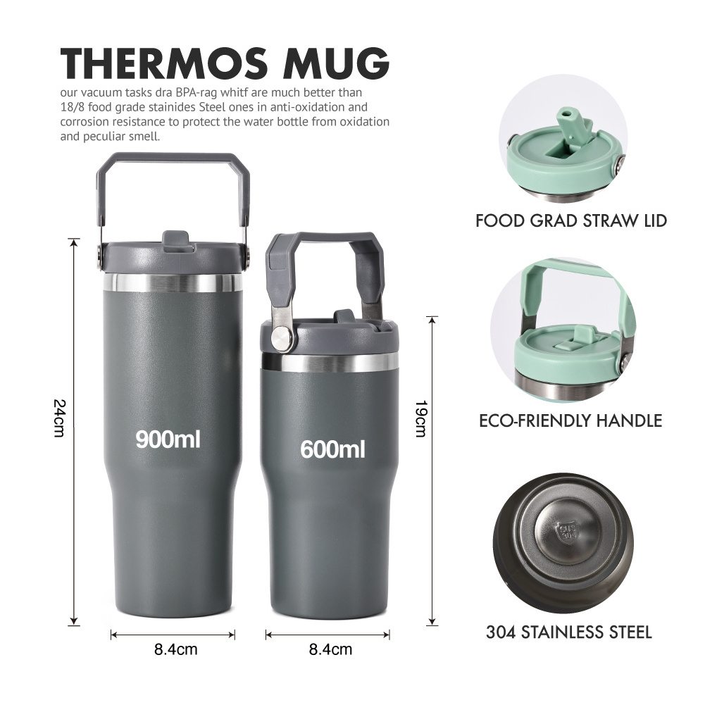 600ml 900ml Bpa Free Portable Travel Mug Stainless Steel Vaccum Insulated Tumbler with Handle