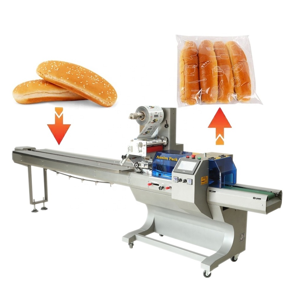 Bread packing machine customized automatic pillow flow packing machine multi-functional wrapping machine sealing biscuit cookies