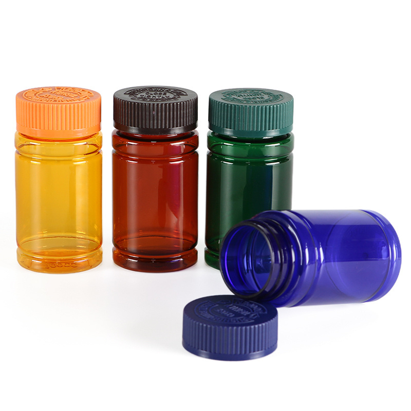 150ml 300ml PET Bamboo shape plastic bottle with screw cap/child resistant lids for pill capsule tablet medicine supplement