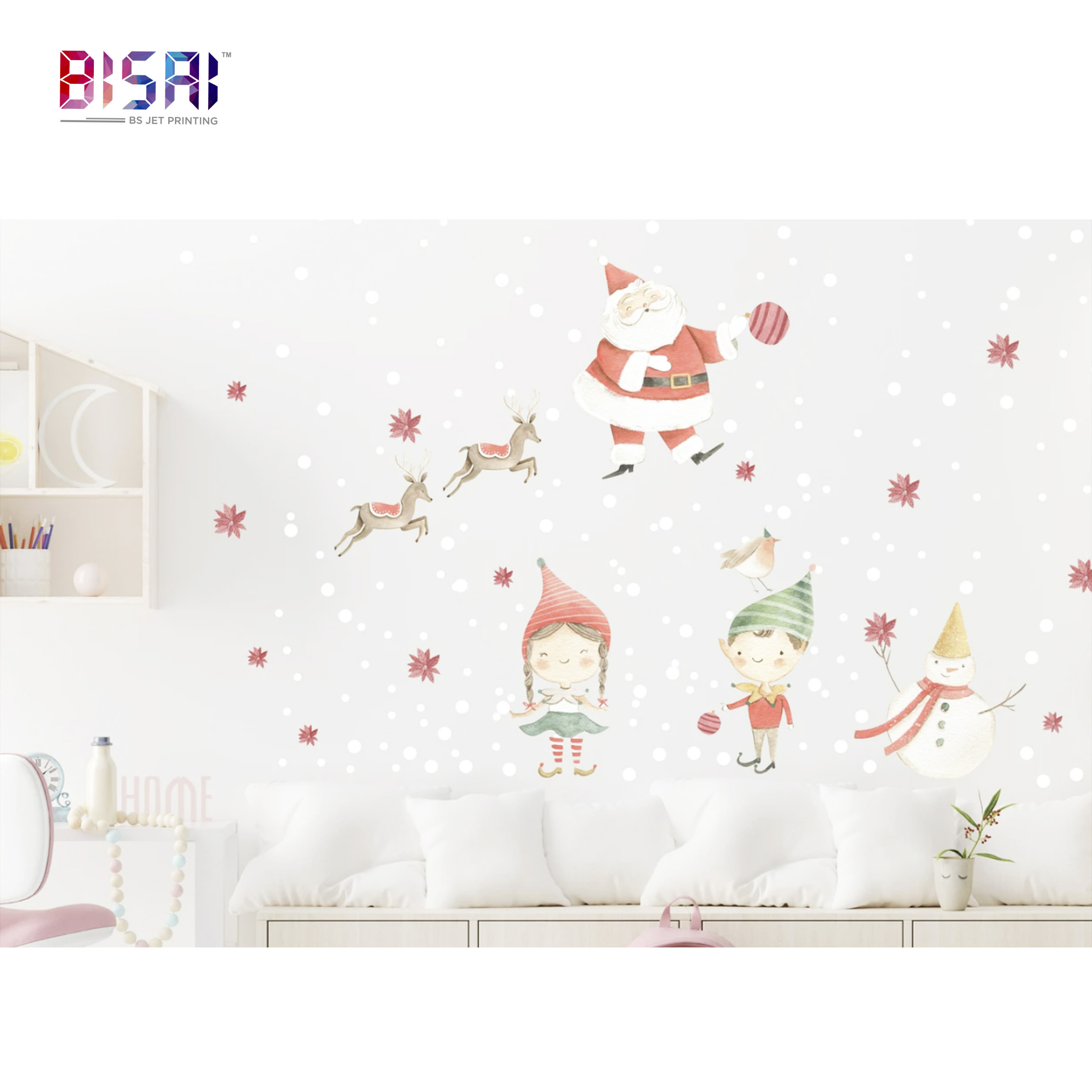 Factory direct supply high quality christmas decoration home cute kids wall sticker