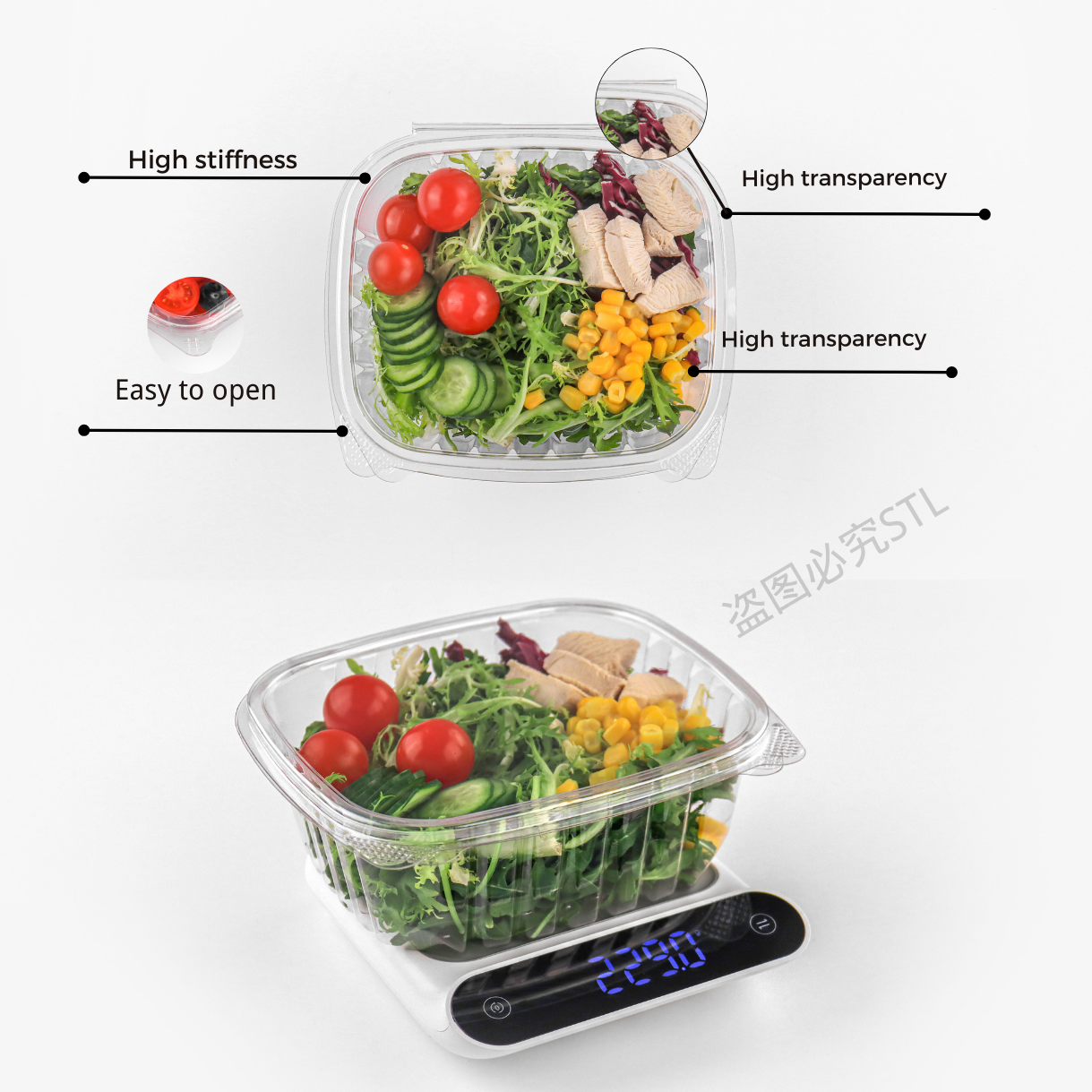 Manufacturer Supply 8 12 16 20 24 32 48Oz  Cut Fruit Container With Lid Pet Hinged Container Fruit Salad  Container