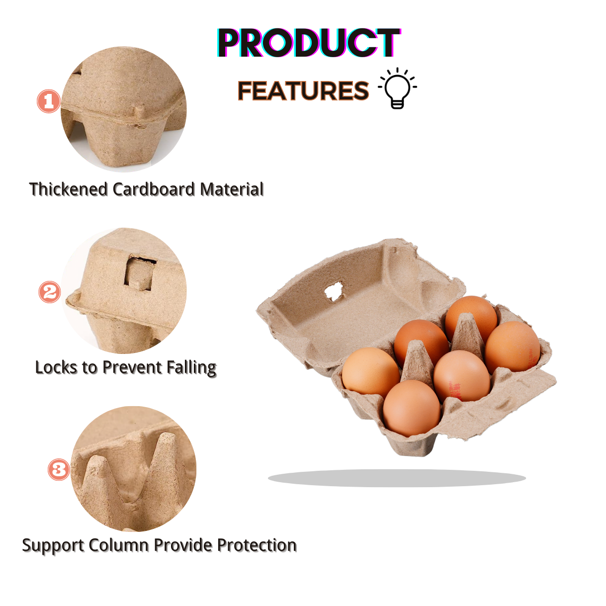 Customized  Biodegradable Paper Chicken Egg Tray Cardboard Egg  Hold Tray  6 12 15 18 20 30  Pulp Egg Tray