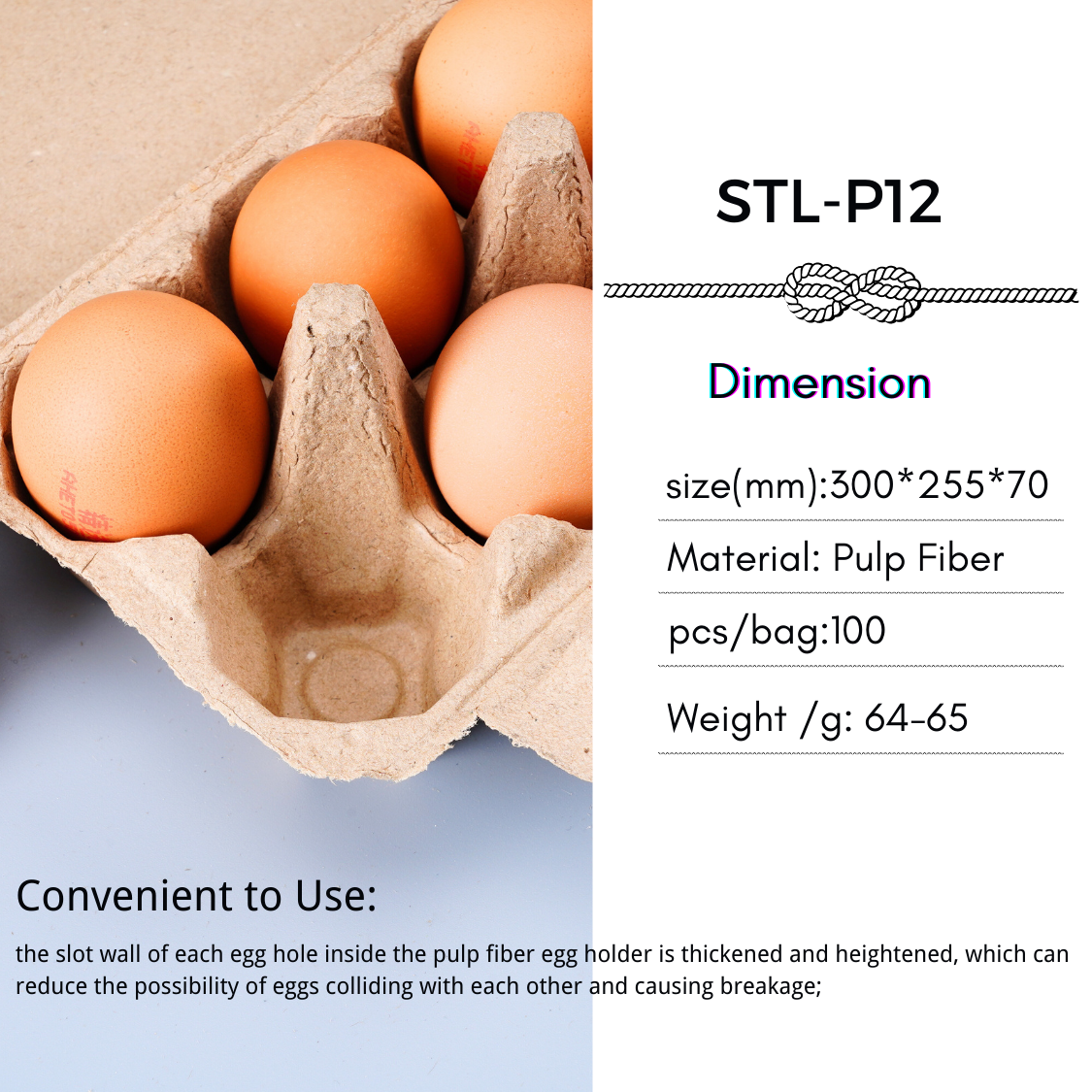 High Quality 12 Cells Egg Cartons Compostable Chicken Cardboard Holder Tray Degradable Pulp Egg Tray