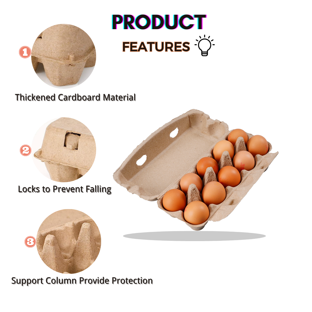 Suppliers 6 12 15 18 20 30 Grids Biodegradable Packaging Carton Chicken Egg Moulded Pulp Paper Egg Tray