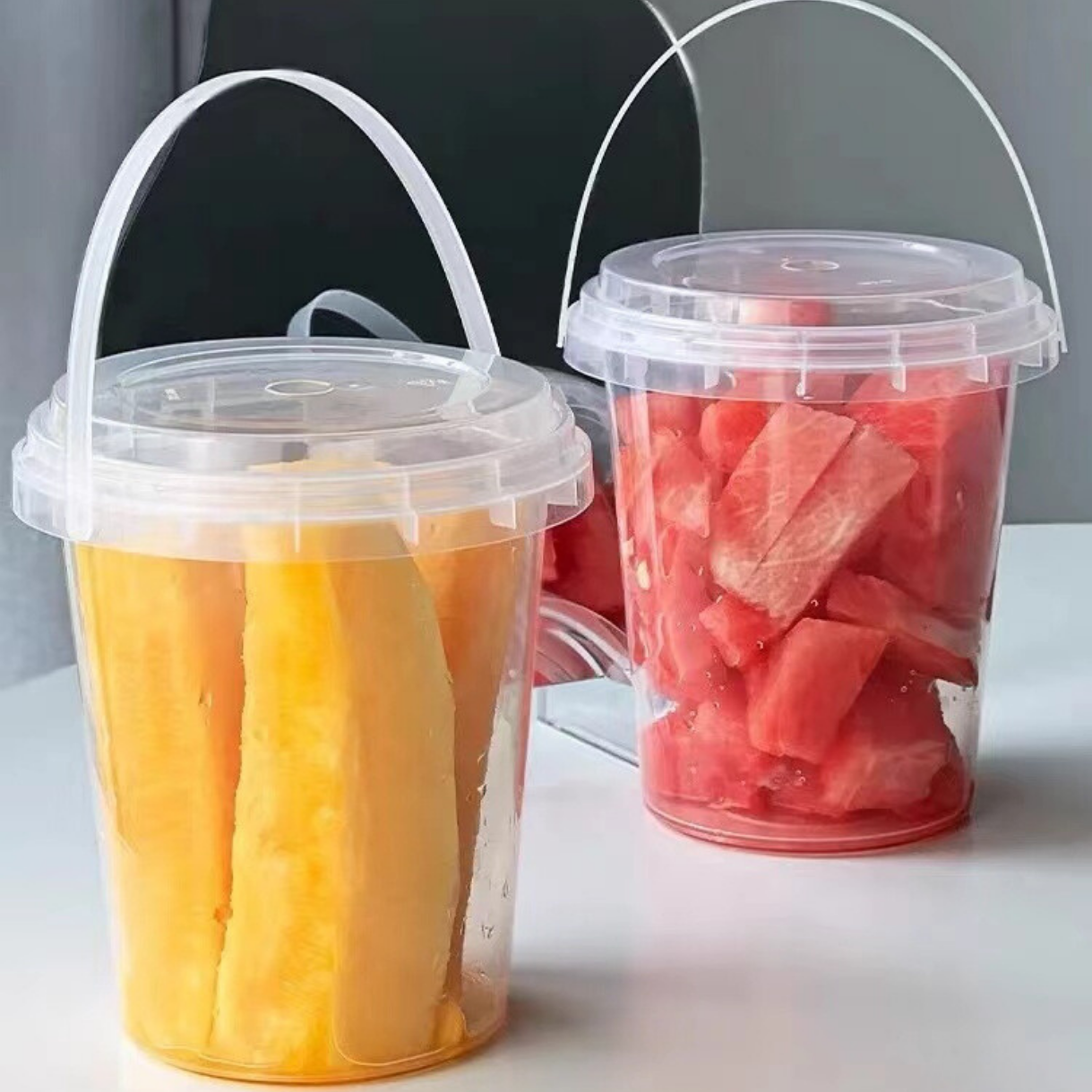 24oz 32oz Plastic Drink  Super Big Bucket Fruit Tea Juice Bubble Milk Tea Cup With Handle