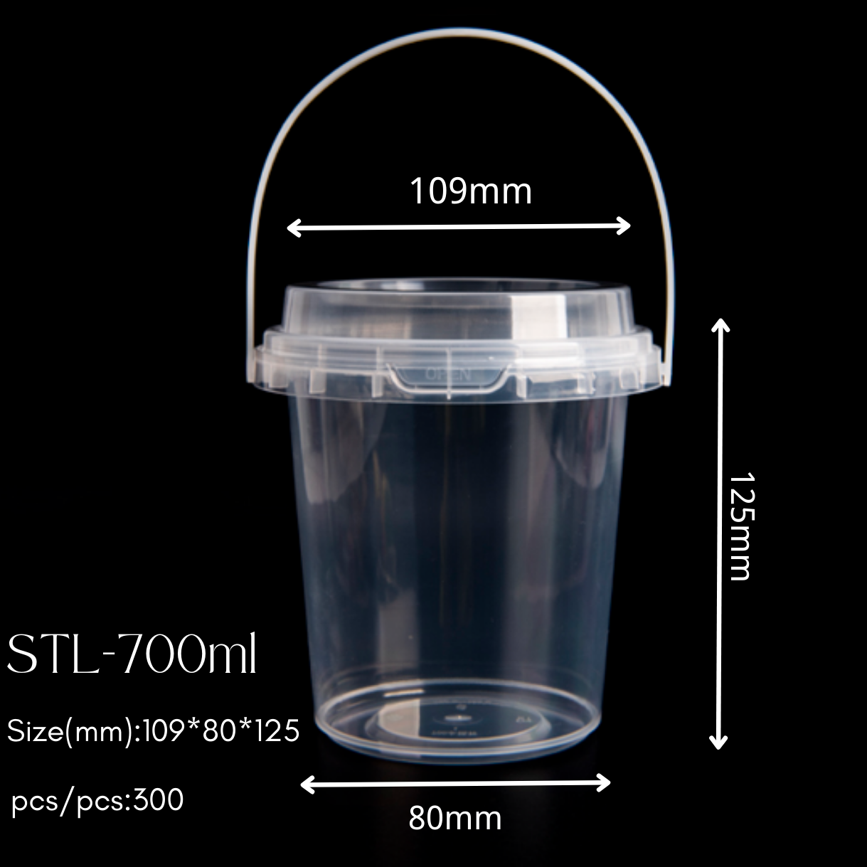 24oz  32 OZ Plastic Drink Buckets Wholesale Disposable Fruits Container Clear Bucket Cups With Lid