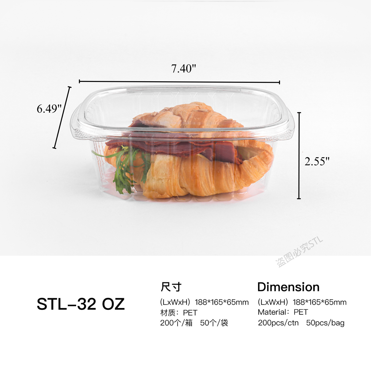 Manufacturer Supply 8 12 16 20 24 32 48Oz  Cut Fruit Container With Lid Pet Hinged Container Fruit Salad  Container