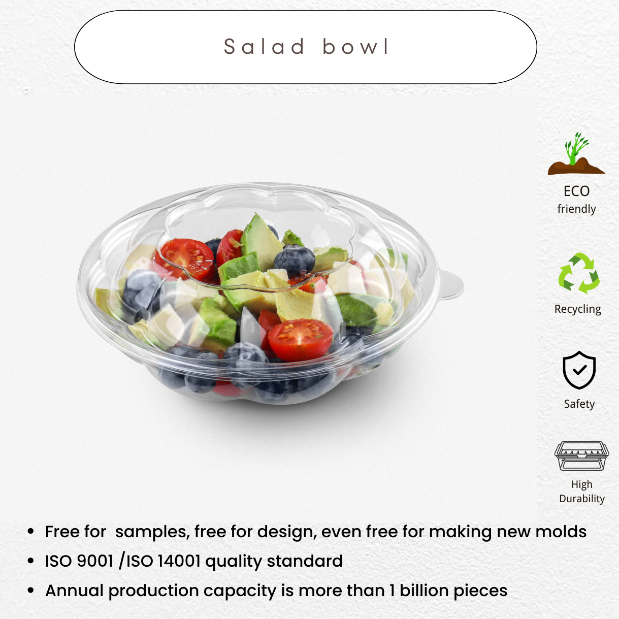 Welcome to customize 18OZ 24OZ 32OZ 64OZ plastic fruit and vegetable boxes,  PET Disposable salad Bowl