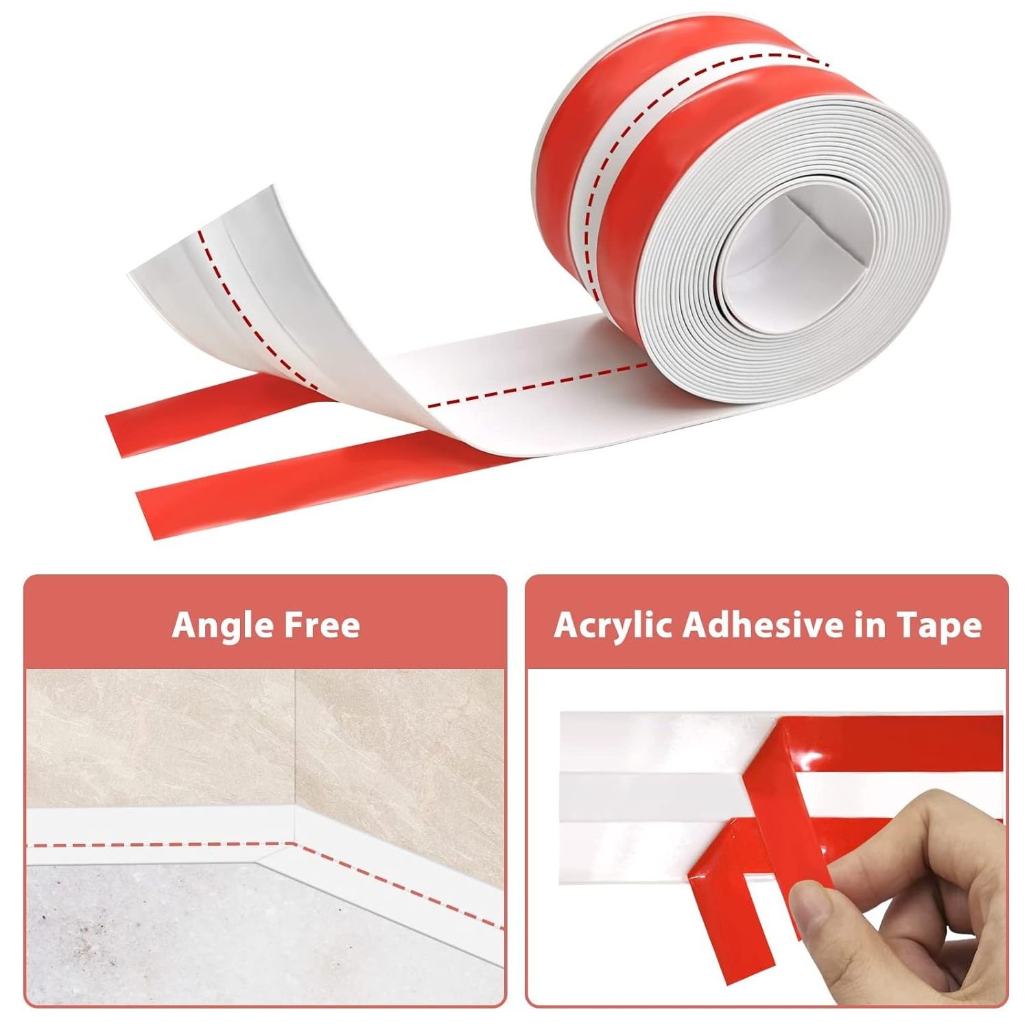 Floor sealing strip Bath Sealant Strip, Acrylic Adhesive Caulk Strip with Waterproof Sealant Tape withTools for Bathroom