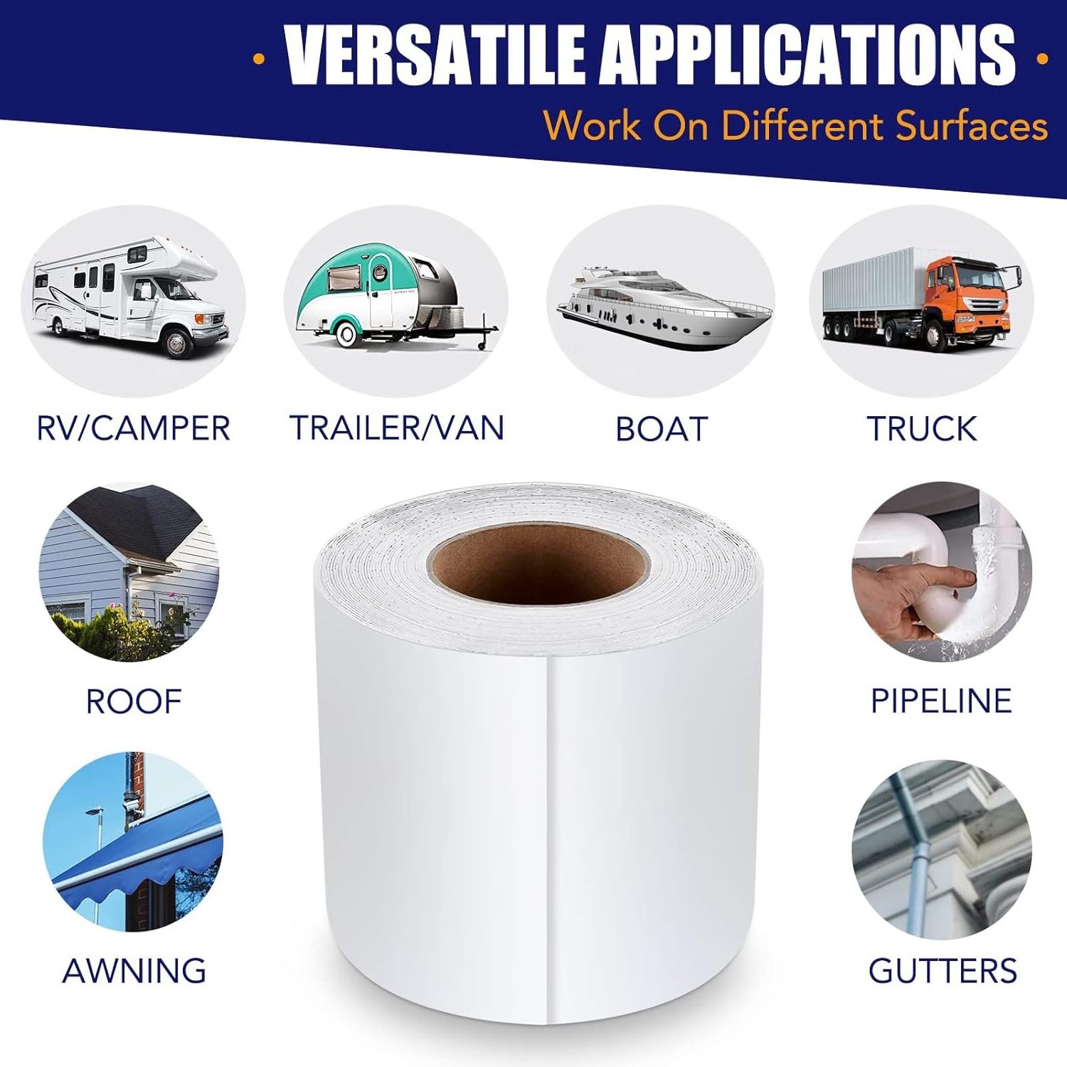 Water proof tape for roof RV Roof Tape RV Sealant Tape, UV & Waterproof RV White Seal Tape for RV Repair, Window, Boat Sealing