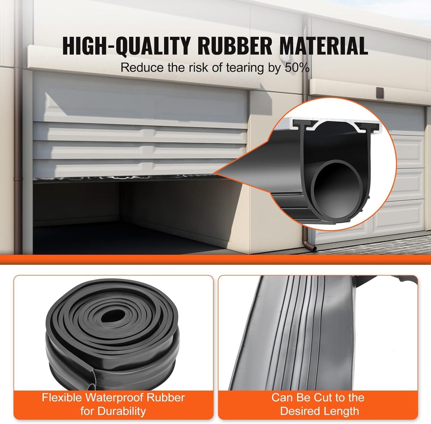 garage door weather stripping VEVOR Garage Door Seals Bottom Rubber, U Shape +O Ring Combination Garage Door