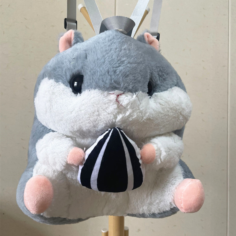 Promotional High Quality 31cm Animal Toys Bag Plush Cartoon Hamster Backpack