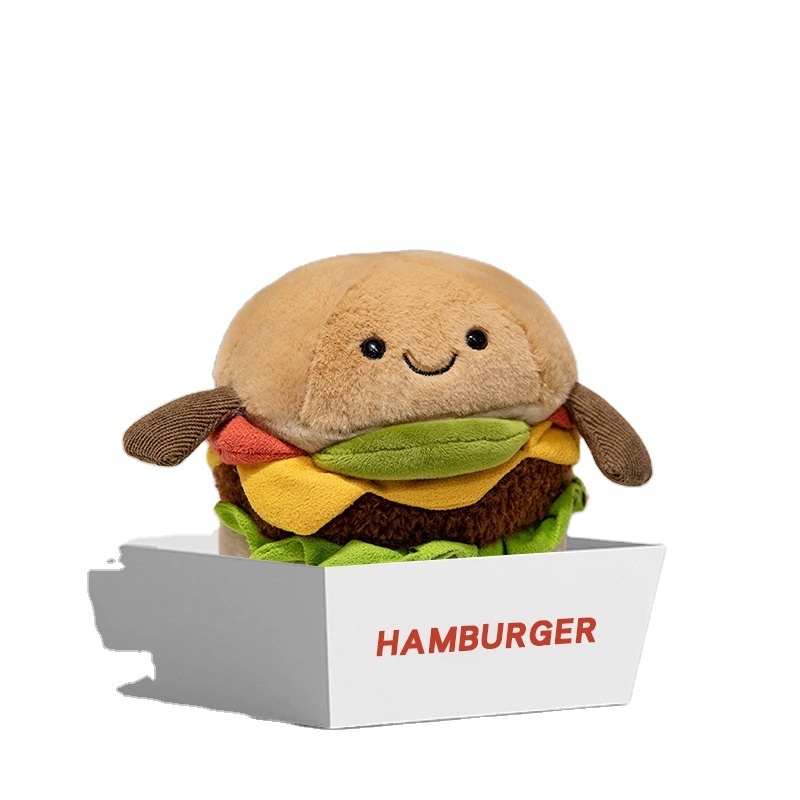 2024 New Personalized Plush Food Toys Delicious Food Shapes Hamburg French Fries Cushion Sleep Pillow Hamburg Plush