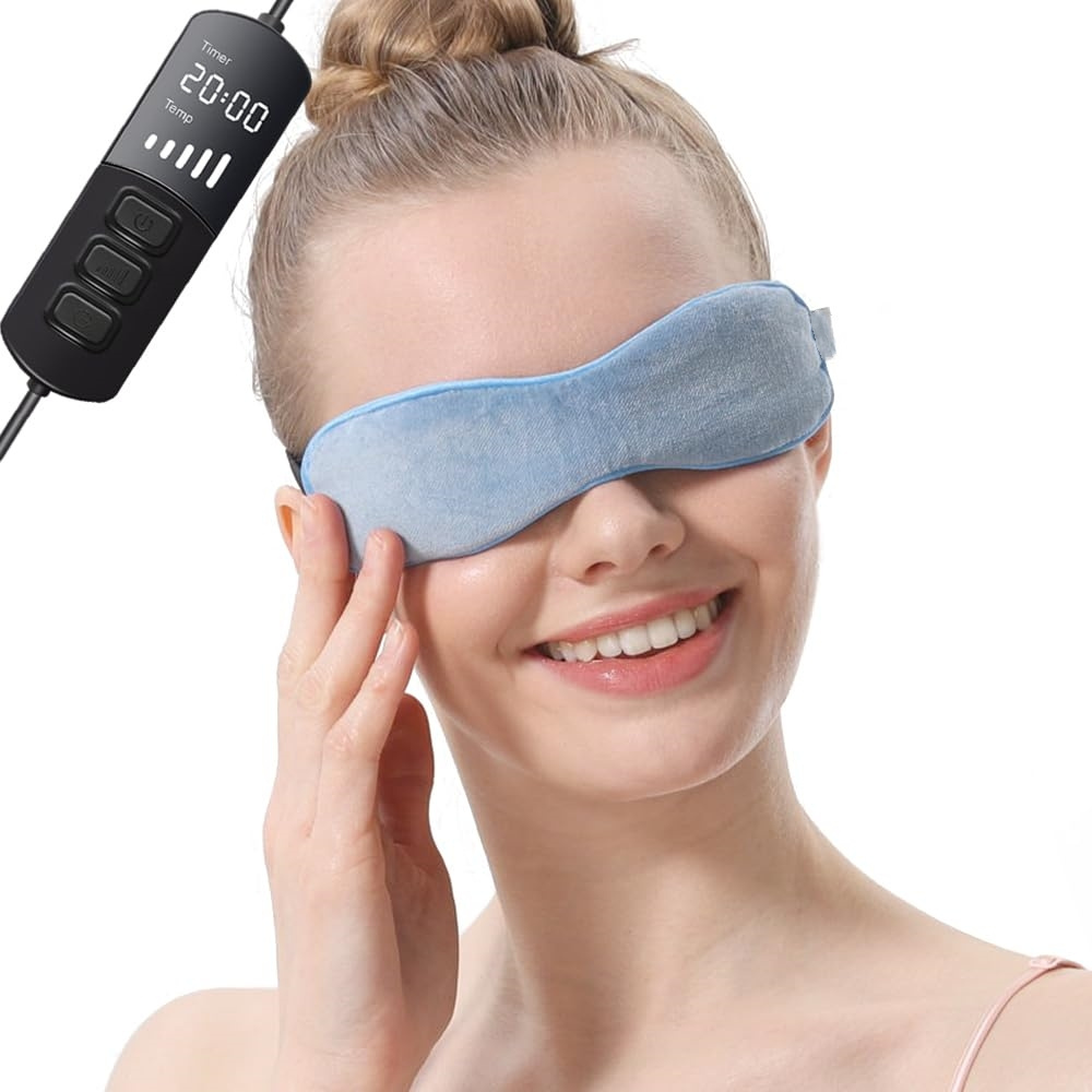 Heated Eye Mask With Flaxseed Grapahene FIR For MGD, Dry Eye Syndrome, Chalazion Blepharitis Stye Eye Treatment