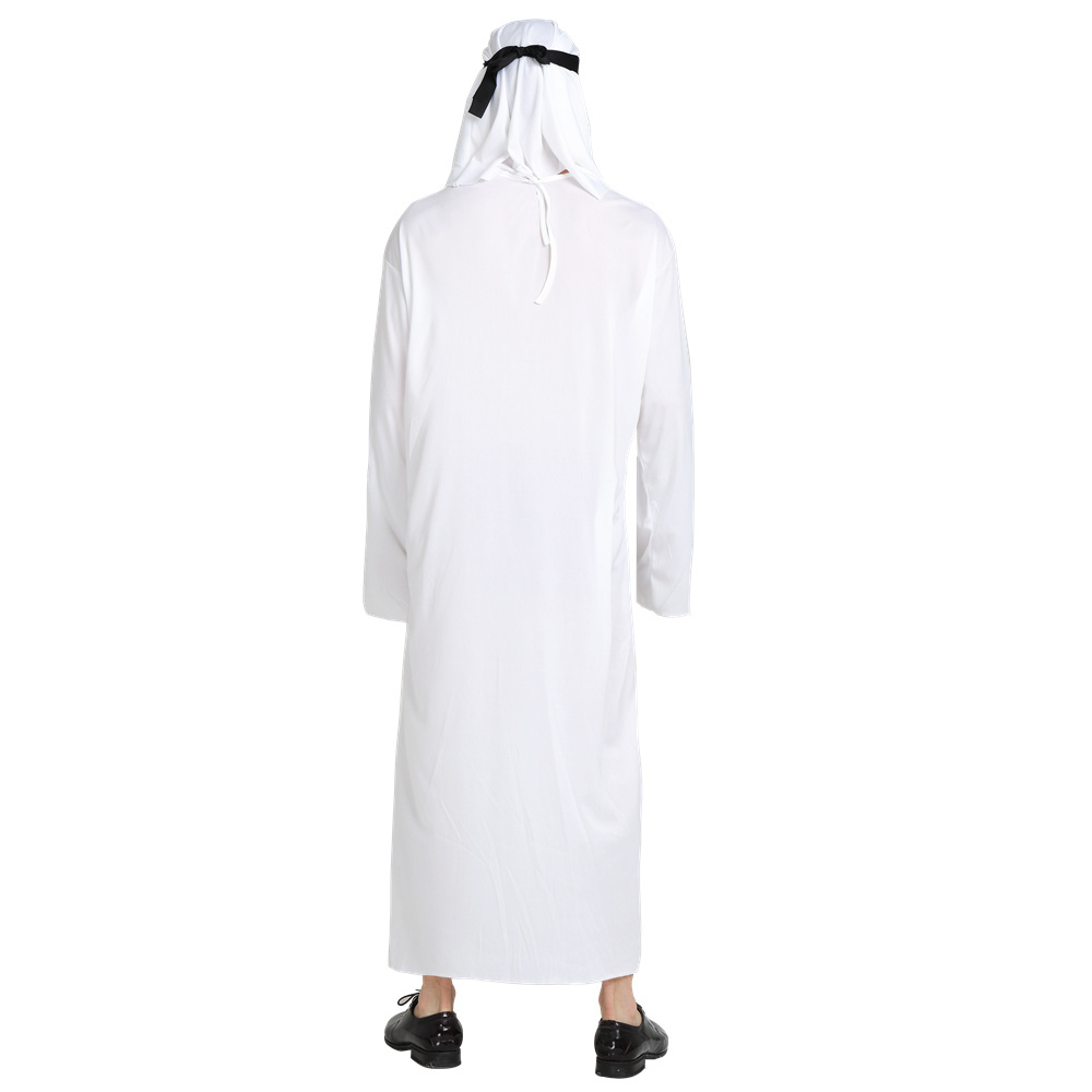 Halloween Party Cosplay Costume Set Arab Sheik White Robe Arabian Prince Costume For Men and Boy