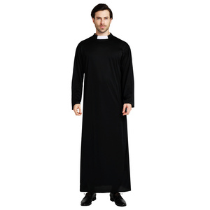 Halloween Costume Adult Jesus Christ Male Missionary Priest Black Robes Cosplay Costume