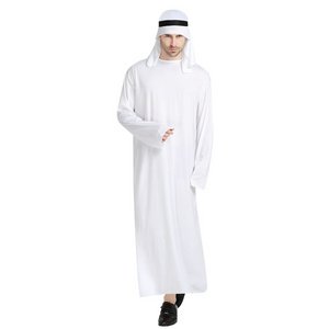 Halloween Party Cosplay Costume Set Arab Sheik White Robe Arabian Prince Costume For Men and Boy