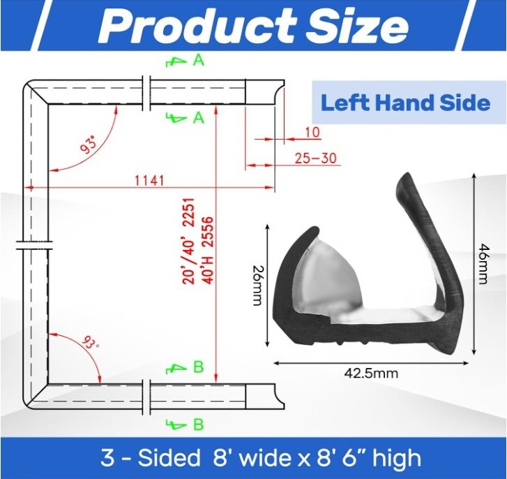 Custom Dry or Refrigerated Container Parts EPDM Rubber sealing strip ISO Shipping Container Rubber Door Seal Gasket Strip