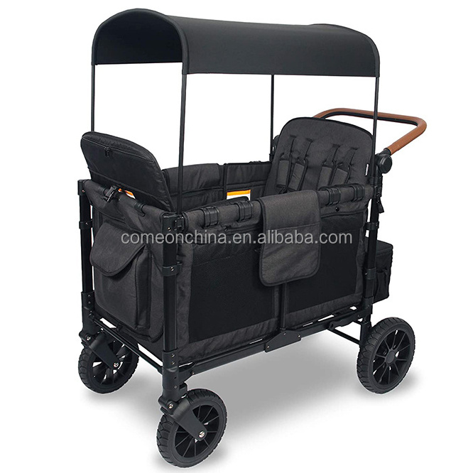 Outdoor Luxury 4 Seats Stroller Wagon 4 Seater Kids Baby Travel Wagon Stroller Camping Folding 4 seat Wagon Stroller with Canopy