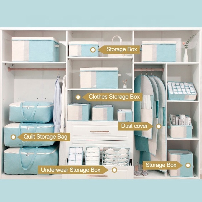 Wardrobe Fabric Boxes Foldable and Stackable Storage Closet Clothes Storage with Dividers