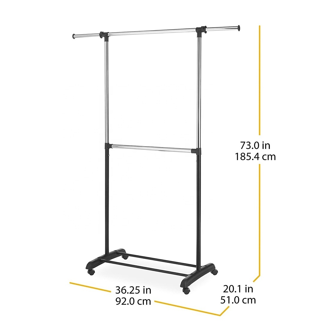 Premium Adjustable portable garment rack industrial modern garment rack foldable Double Rod Clothing Garment Rack