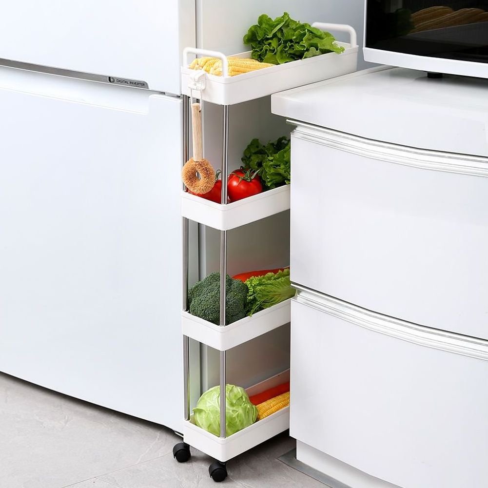 Hot Space-Saving Narrow Multi-Functional Mobile Slide Out Cart Storage Shelves Slim Rolling Storage Cart With Wheels