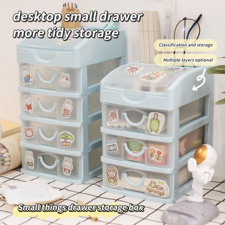 2 Layers Cabinet Office Plastic Storage Organizers Desktop Drawer