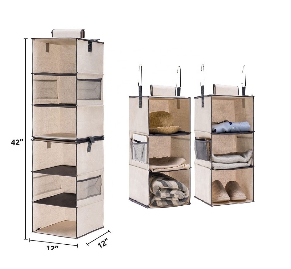 Kitchen shelf 3 tier Hanging Closet Organizers Two 3-Shelf Separable Closet Hanging Shelves Versatile storage