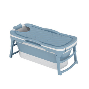 1.43m large bathing supplies portable freestanding foldable bathtub for adults thermal bath bucket with cover