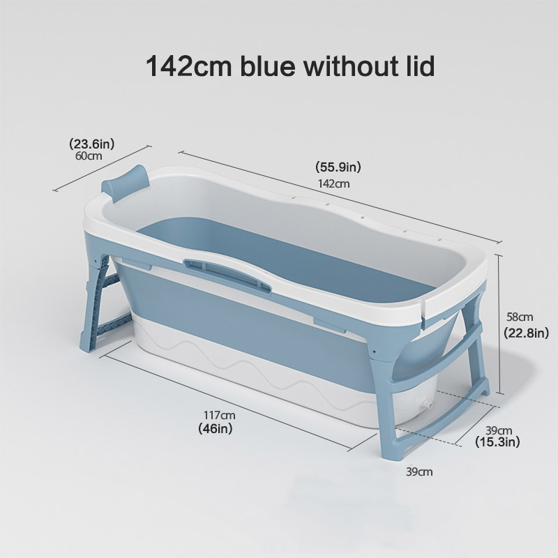 1.43m large bathing supplies portable freestanding foldable bathtub for adults thermal bath bucket with cover