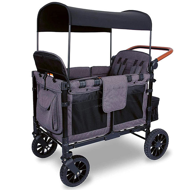 Outdoor Luxury 4 Seats Stroller Wagon 4 Seater Kids Baby Travel Wagon Stroller Camping Folding 4 seat Wagon Stroller with Canopy