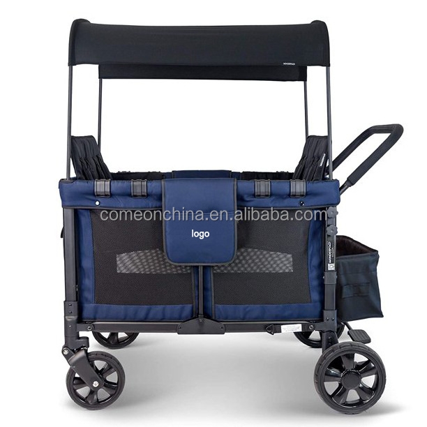 Outdoor Luxury 4 Seats Stroller Wagon 4 Seater Kids Baby Travel Wagon Stroller Camping Folding 4 seat Wagon Stroller with Canopy