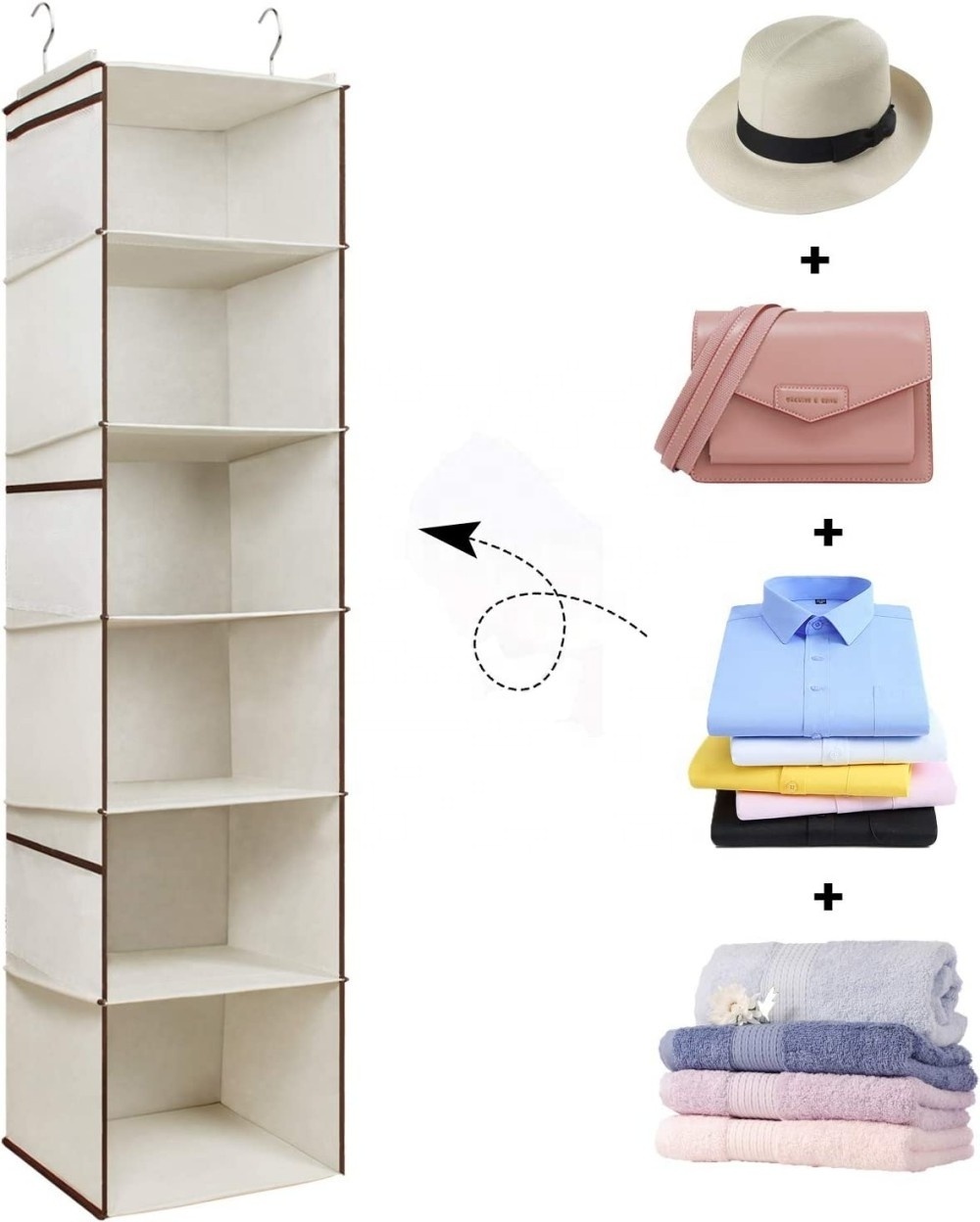 Hanging Storage with 5 Shelves Wardrobe Closet Organizer