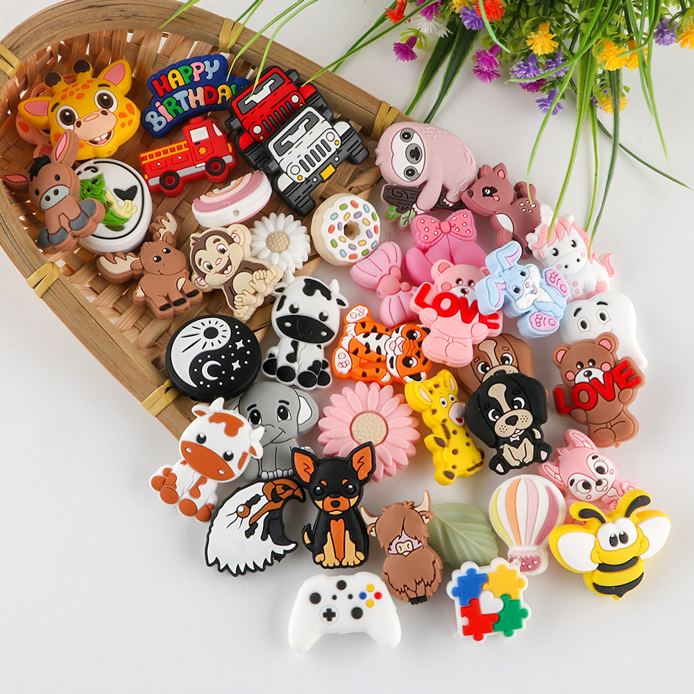 Kovcit Baby Toy Custom Animal Soft Silicone Focal Beads Food Grade Bpa Free For DIY Making Pacifier Chain Bracelets Pens Jewelry