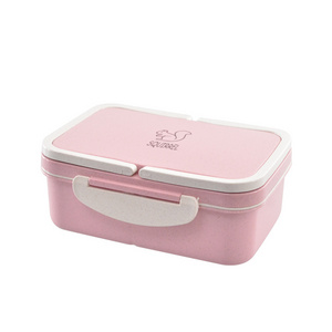 Lunch Box for Children and Kids Wheat Straw Plastic Custom Printed Bento Box Lunch Box with Combination Lock