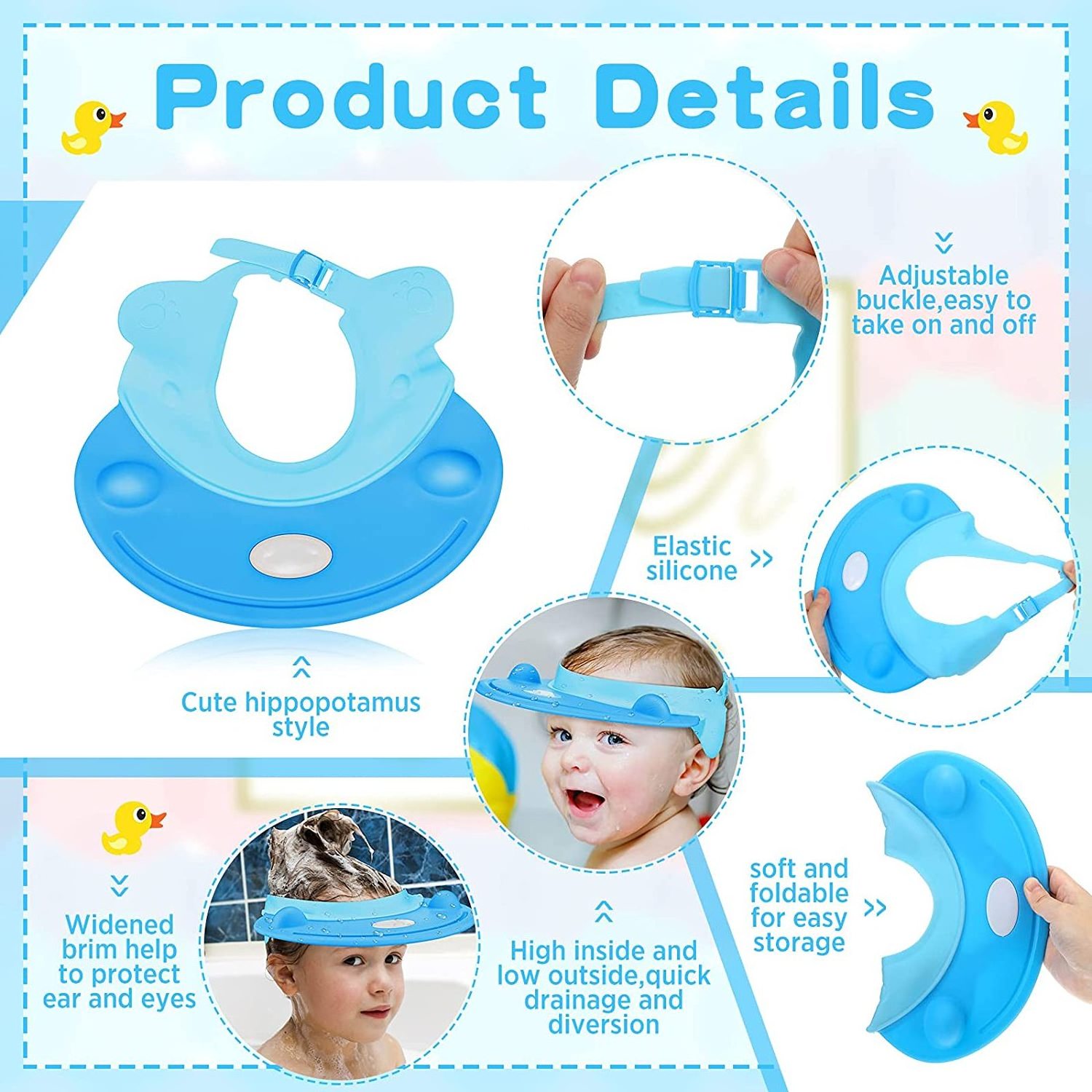 Waterproof Soft Animal Shape Funny Baby Bath Hat Baby Bath Protect Hat Baby Shower Shampoo Cap