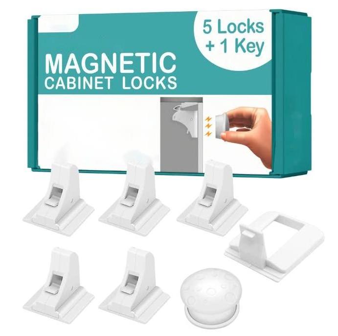 Multi-Purpose Adhesive Child Proof Latches Kit Baby Safety Magnetic Lock Set No Screws or Tools Needed (5 pack)