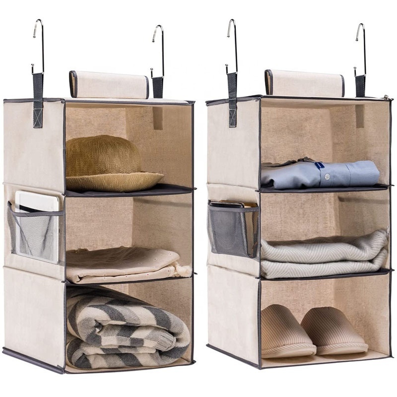 Kitchen shelf 3 tier Hanging Closet Organizers Two 3-Shelf Separable Closet Hanging Shelves Versatile storage