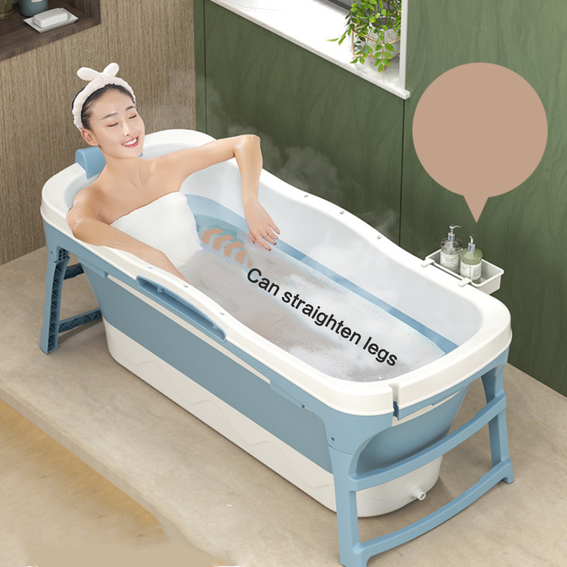 1.43m large bathing supplies portable freestanding foldable bathtub for adults thermal bath bucket with cover