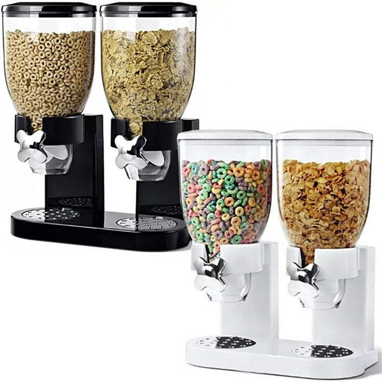 Hot Selling High Quality Dry Food Double Cereal Dispenser Box Container Machine Oatmeal Cereal Dispenser