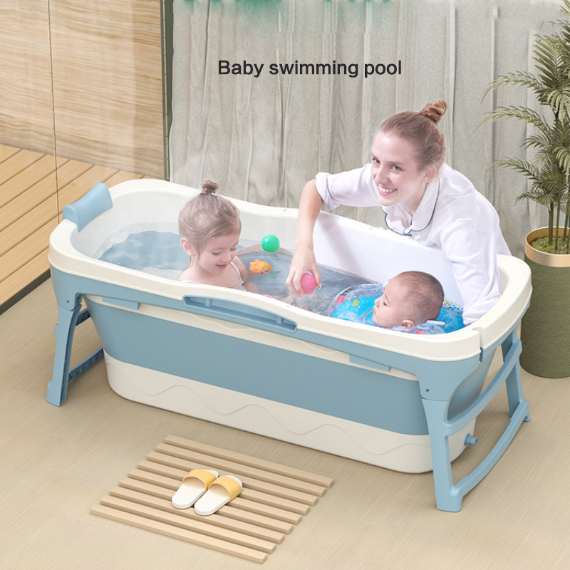 1.43m large bathing supplies portable freestanding foldable bathtub for adults thermal bath bucket with cover