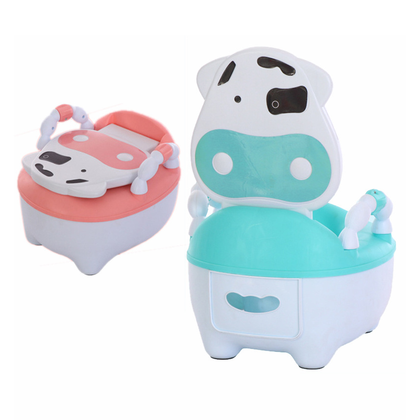 Cute Folding Baby Potty Chair with draw-out type bed pan/armrest for toddler's toilet training