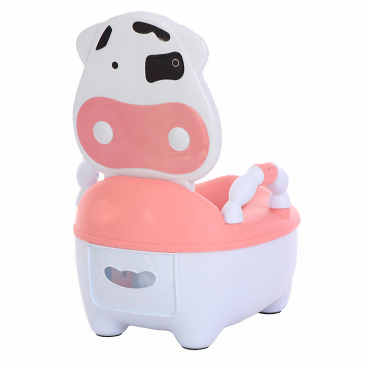 Cute Folding Baby Potty Chair with draw-out type bed pan/armrest for toddler's toilet training