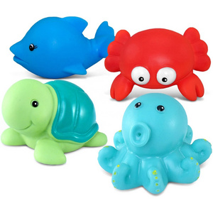 Purple Octopus Rubber Toy Supplier Manufacture Rubber Bath Animal Baby Bathtub Squirter Bathroom Shower Toy Bath Buddies Toy