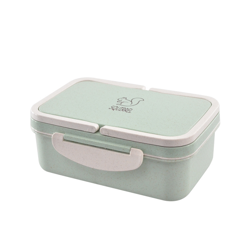 Lunch Box for Children and Kids Wheat Straw Plastic Custom Printed Bento Box Lunch Box with Combination Lock